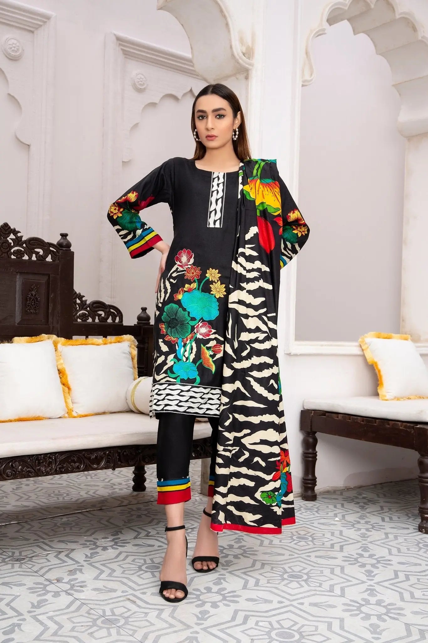 IshDeena Pakistani Salwar Kameez Indian Dresses for Women Ready to Wear Embroider Merino - IshDeena