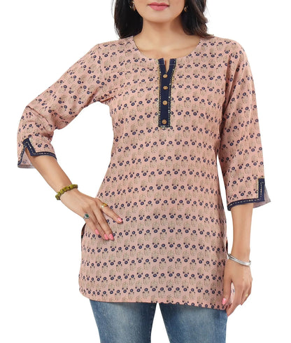 IshDeena Women's Indian Kurtis - Short Tunic Tops, Cotton Rayon, Casual Designer Prints, M-2XL - Stylish 1-Piece Indian Style - IshDeena