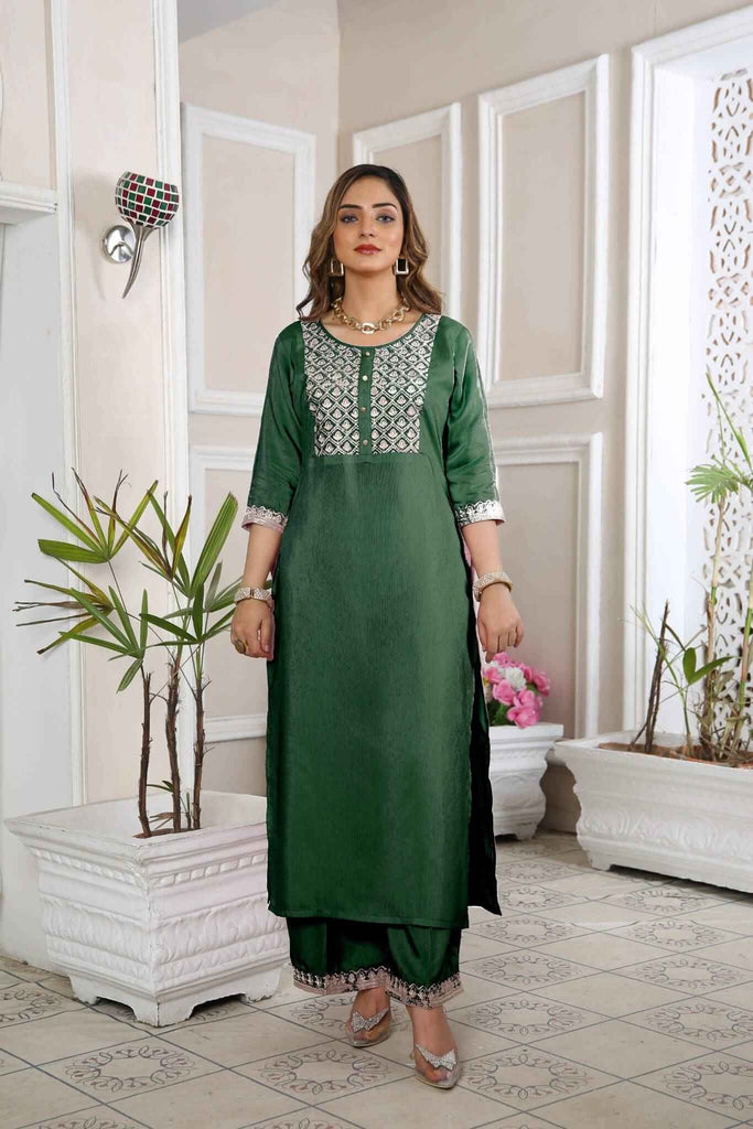 Kurta Set for Women Embroidered Viscose | Buy Online USA – IshDeena