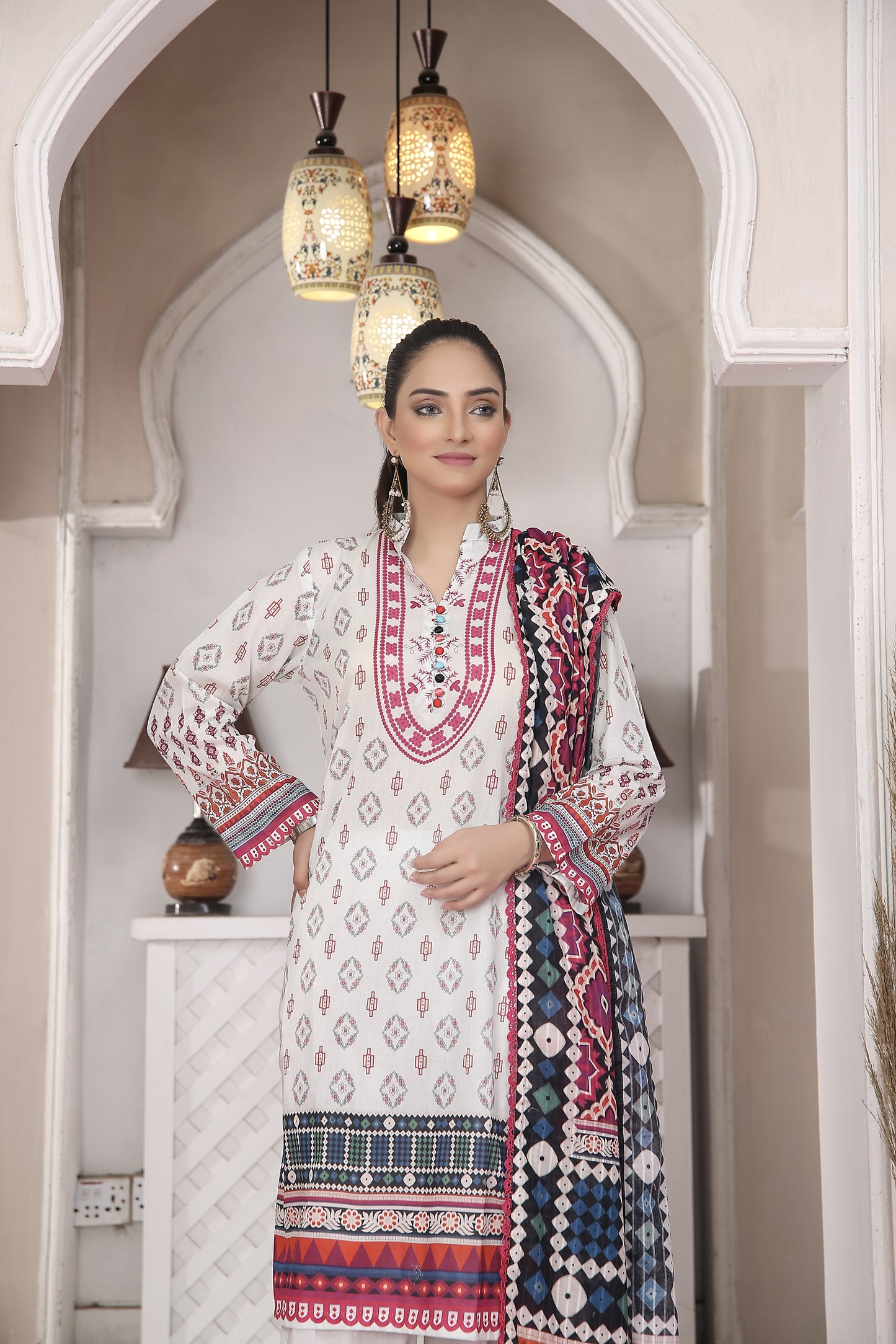 IshDeena Indian Dresses for Women Eid Wear Pakistani Salwar Kameez Suit Ready to Wear Cotton (M-3XL) New 2025V18AZ0523S1ID11