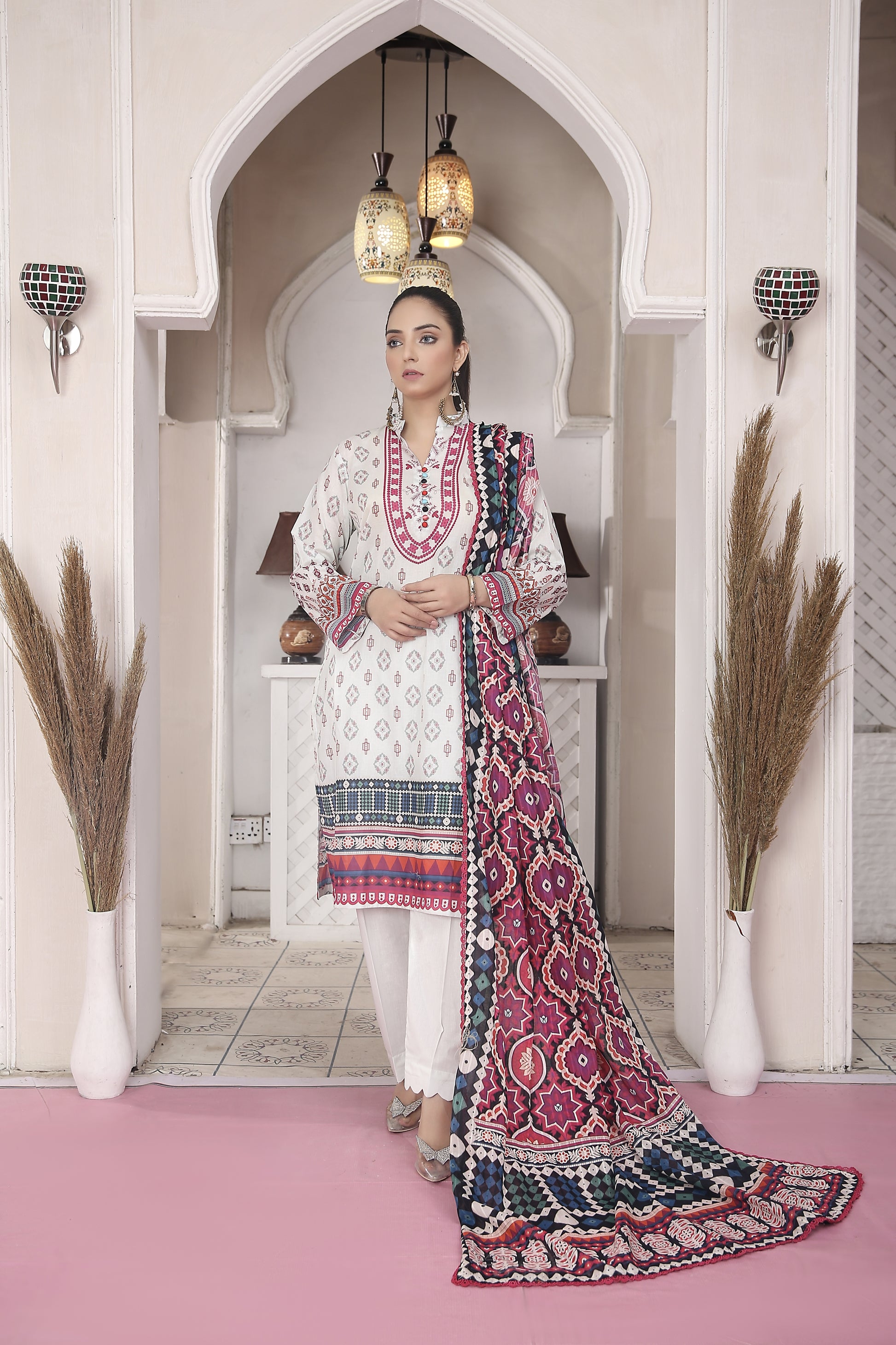 IshDeena Indian Dresses for Women Eid Wear Pakistani Salwar Kameez Suit Ready to Wear Cotton (M-3XL) New 2025V18AZ0523S1ID11