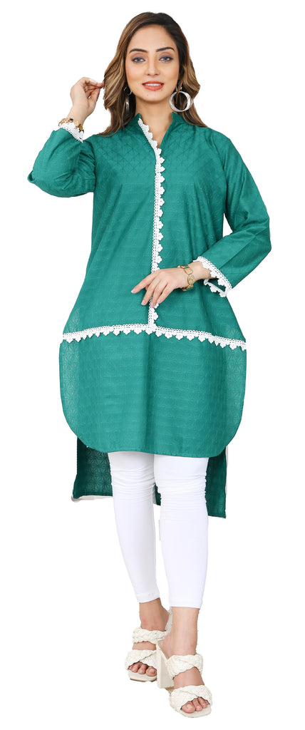 IshDeena Indian Chikankari Kurtis for Women Indian Pakistani Style Cotton Long Kurta Kameez Tunics Tops for Jeans & LeggingsV31SE0423S1ID2