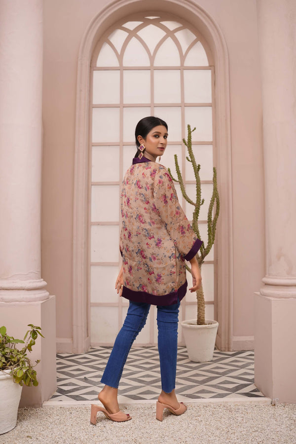 Vintage Floral Tunic with Contrasting Satin Details – Buy Online USA | IshDeena