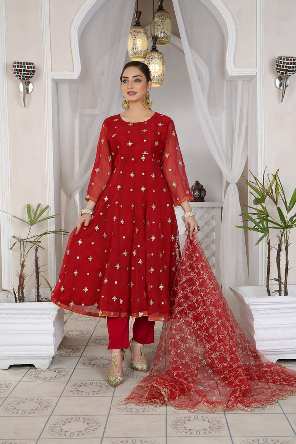 IshDeena Anarkali Salwar Kameez Suit Ready to Wear, Indian Pakistani Dresses for Women Party Wear Wedding, Reception Chiffon