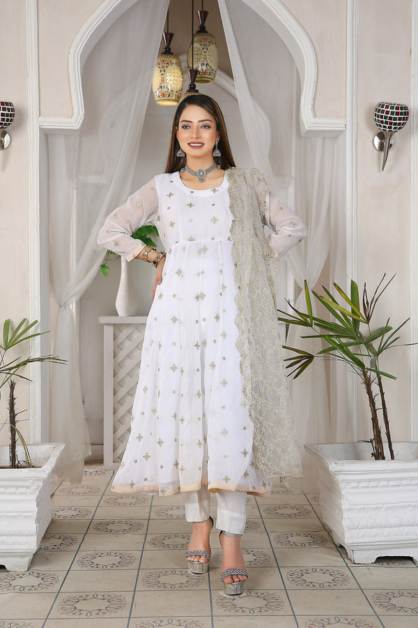 IshDeena Anarkali Salwar Kameez Suit Ready to Wear, Indian Pakistani Dresses for Women Party Wear Wedding, Reception Chiffon