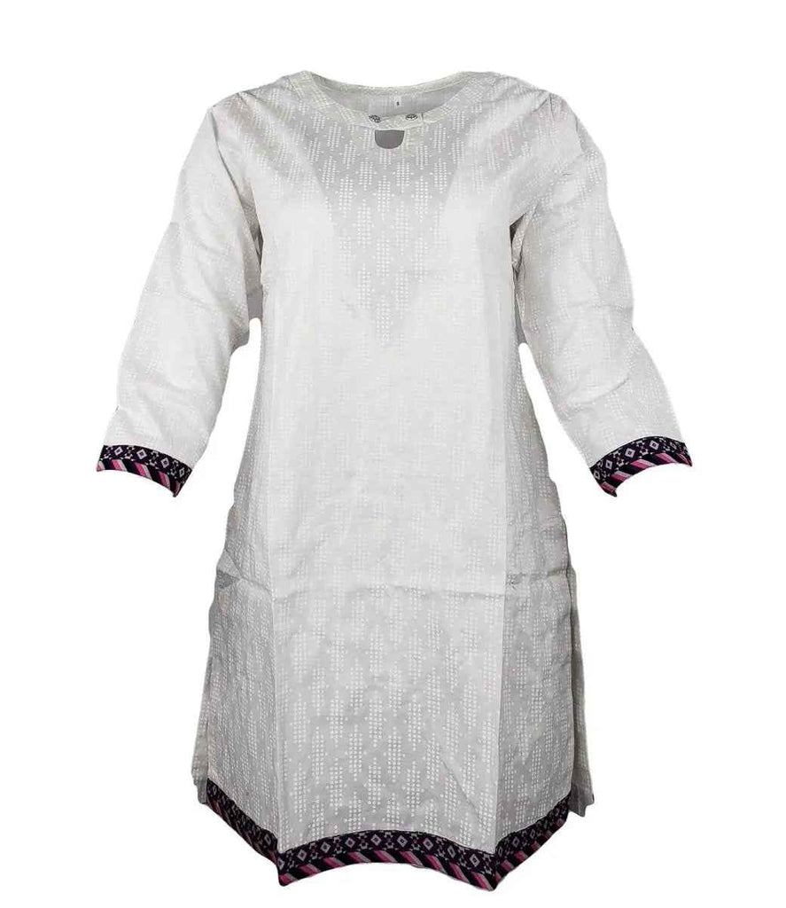 IshDeena Elegant Cotton Kurtis for Women Ready to Wear Tunic Tops for Ladies - 1 Piece (White)