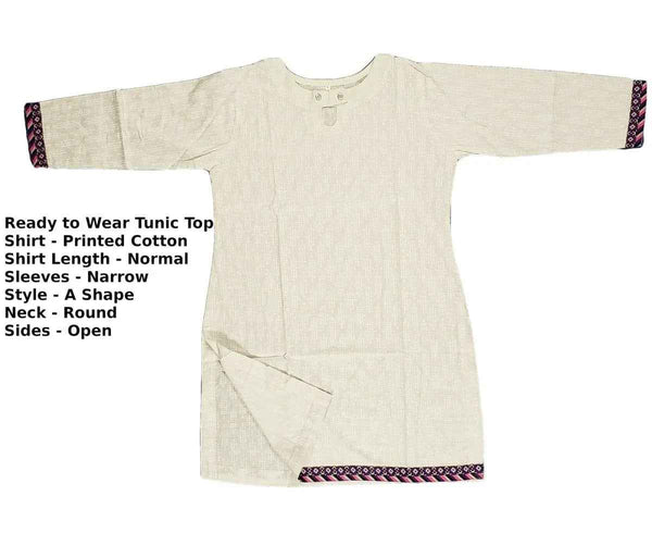 IshDeena Elegant Cotton Kurtis for Women Ready to Wear Tunic Tops for Ladies - 1 Piece (White)