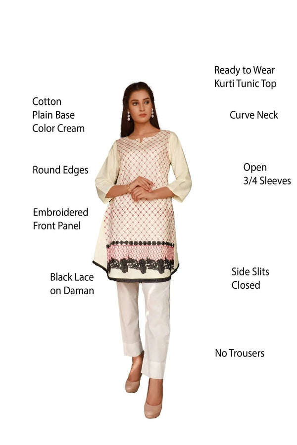 IshDeena Embroidered Cotton Kurti Tunic Top Kurta Indian Pakistani - IshDeena