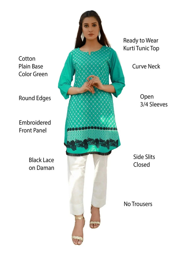 IshDeena Embroidered Cotton Women Shirt Round Tunic Top Kurti Kurta Indian Pakistani - IshDeena