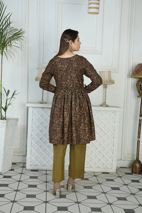 IshDeena Indian Kurta Set for Women - Dhanak Fabric, 2-Piece Printed Kurta Set, Casual & Festive, M-3XL, Office & Plus Size - IshDeena