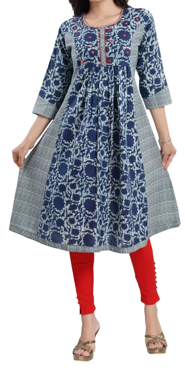 IshDeena Indian Kurtis for Women Indian Style Cotton Tunics Womens Tops Kurta & Peplum - IshDeena