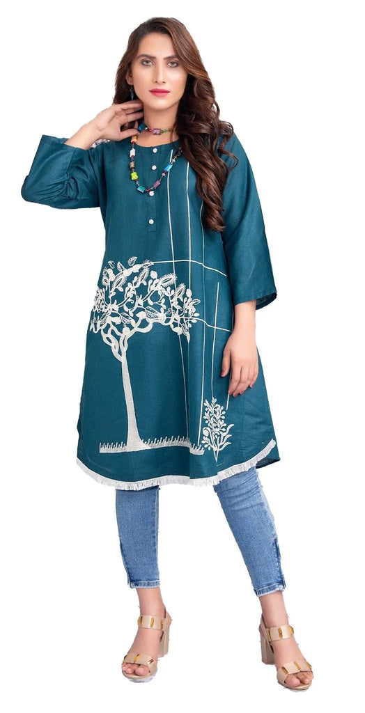 IshDeena Indian Kurtis for Women Indian Style Cotton Tunics Womens Tops Summer Embroidered - IshDeena