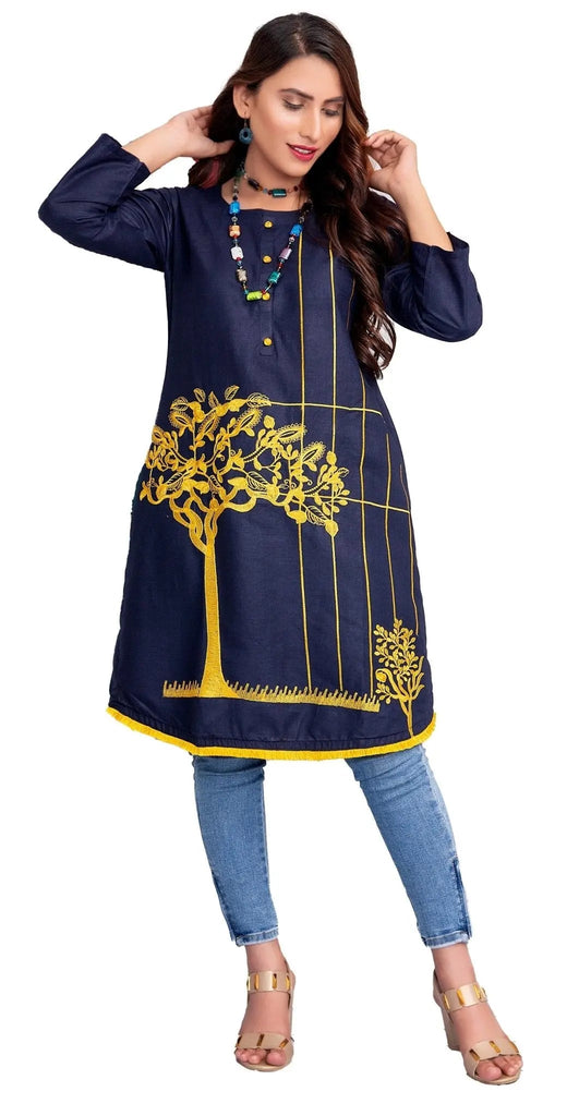 IshDeena Indian Kurtis for Women Indian Style Cotton Tunics Womens Tops Summer Embroidered - IshDeena