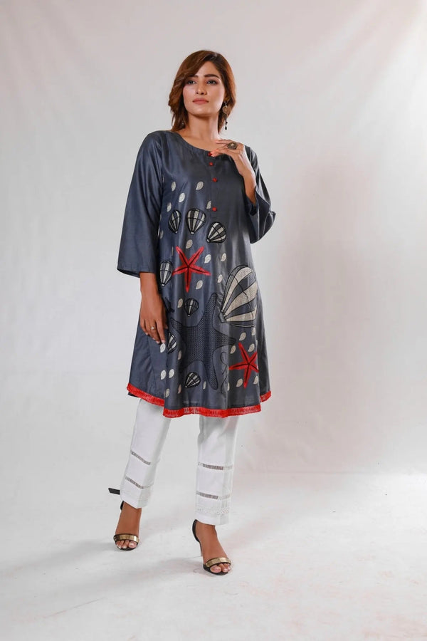 IshDeena Indian Kurtis for Women Indian Style Cotton Tunics Womens Tops Summer Embroidered - IshDeena