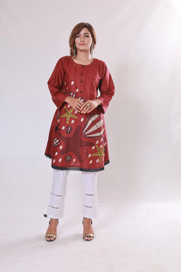 IshDeena Indian Kurtis for Women Indian Style Cotton Tunics Womens Tops Summer Embroidered - IshDeena