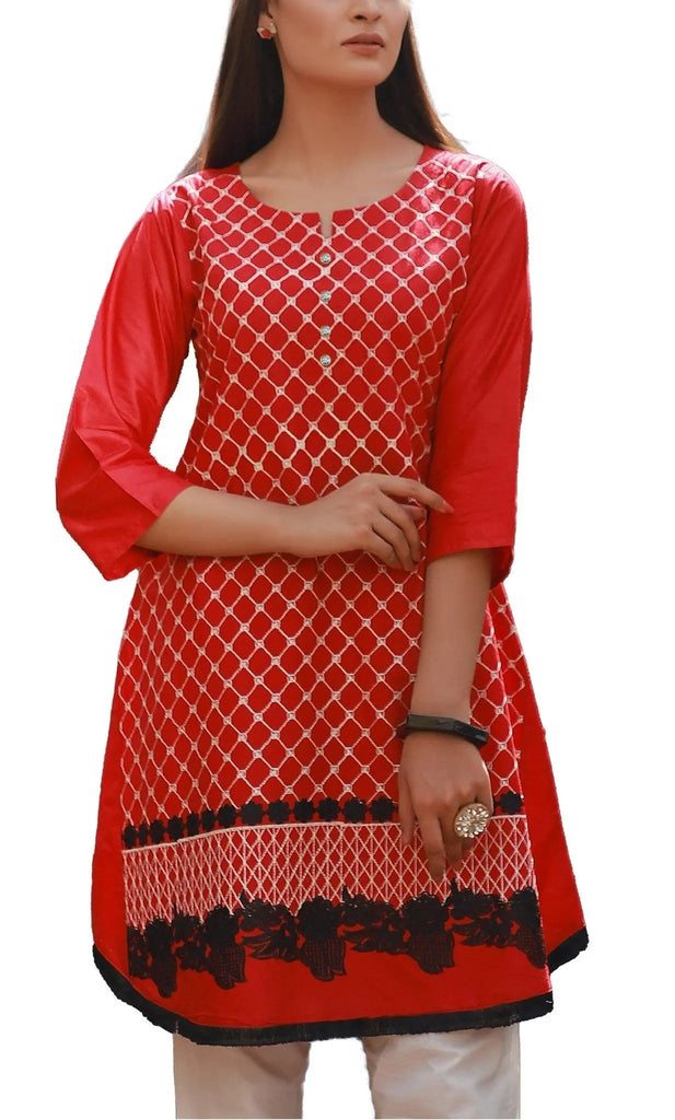 IshDeena Indian Kurtis for Women Indian Style Cotton Tunics Womens Tops Summer Embroidered - IshDeena