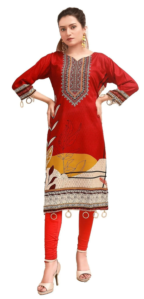 IshDeena Pakistani Indian Kurtis for Women Indian Style M to Plus Size Soft Linen Fabric - IshDeena