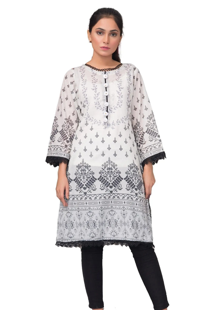 IshDeena Pakistani Kurtis for women Indian Style Cotton Tunics Womens Tops Printed B&W - IshDeena