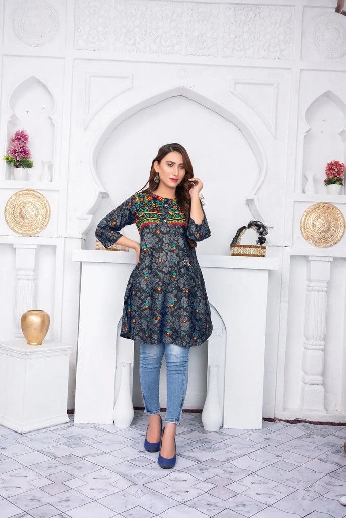 IshDeena Pakistani Kurtis for women Indian Style Cotton Tunics Womens Tops Printed Lawn - IshDeena