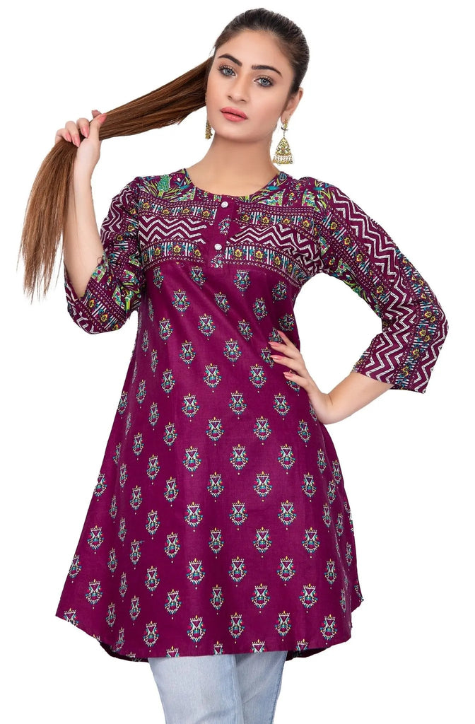 IshDeena Pakistani Kurtis for women Indian Style Cotton Tunics Womens Tops Printed Lawn - IshDeena