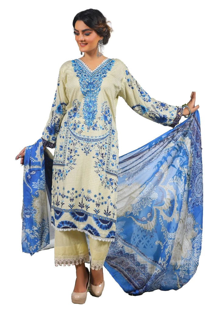 IshDeena Pakistani Lawn Salwar Kameez Indian Dresses for Women Ready to Wear Embroidered - IshDeena