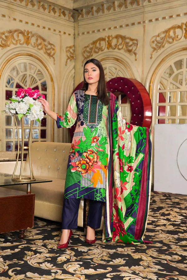 IshDeena Ready to Wear Pakistani Shalwar, Kameez Dupatta Set - Printed Linen Women Dress - IshDeena