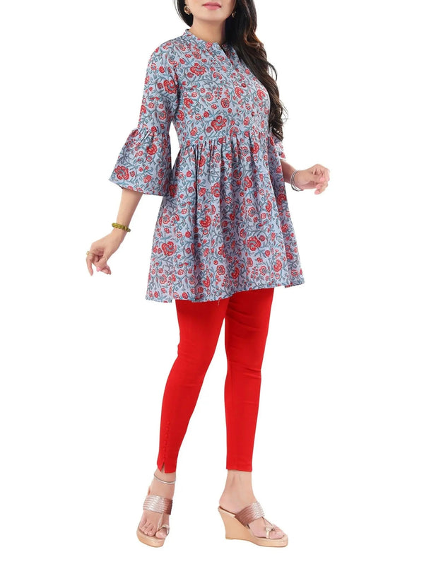 IshDeena Women's Indian Kurtis - Short Tunic Tops, Cotton Rayon, Casual Designer Prints, M-2XL - Stylish 1-Piece Indian Style - IshDeena