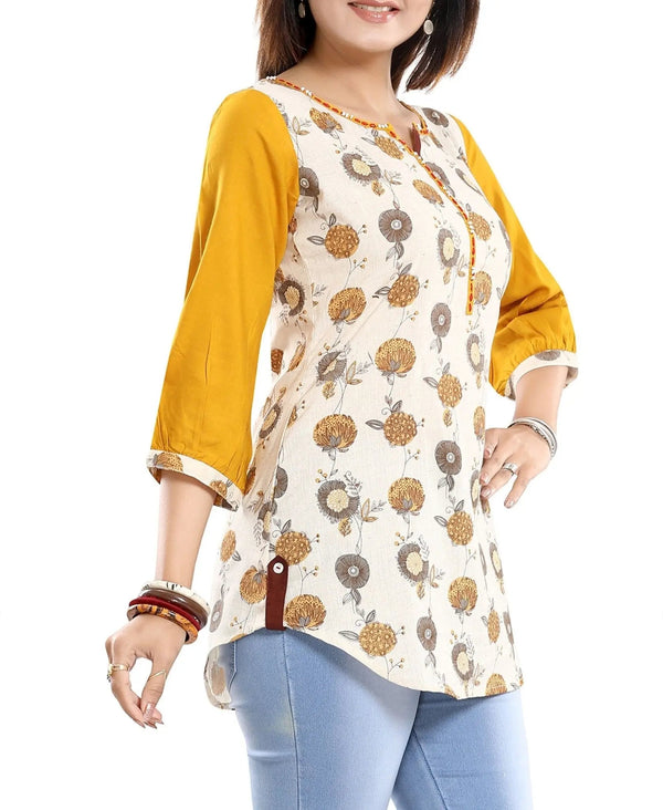 IshDeena Women's Indian Kurtis - Short Tunic Tops, Cotton Rayon, Casual Designer Prints, M-2XL - Stylish 1-Piece Indian Style - IshDeena