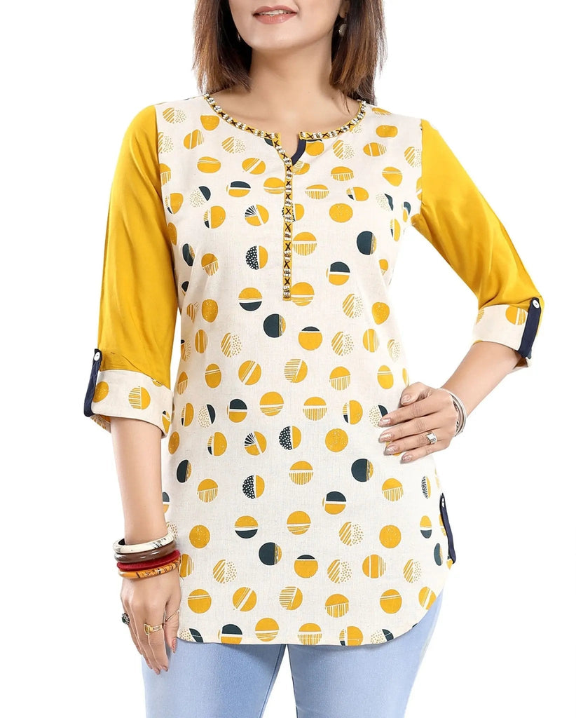 IshDeena Women's Indian Kurtis - Short Tunic Tops, Cotton Rayon, Casual Designer Prints, M-2XL - Stylish 1-Piece Indian Style - IshDeena