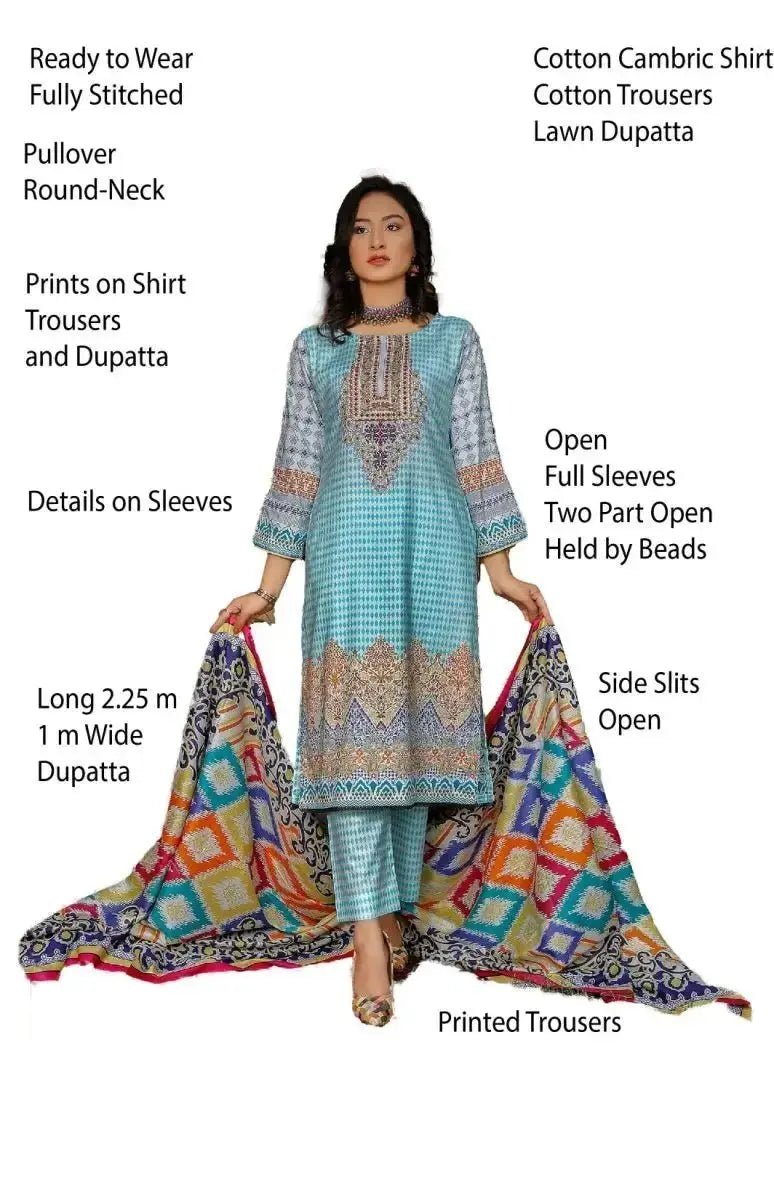 IshDeena Cotton Cambric Salwar Kameez Indian Pakistani Women Dresses - Kapaas Collection - IshDeena