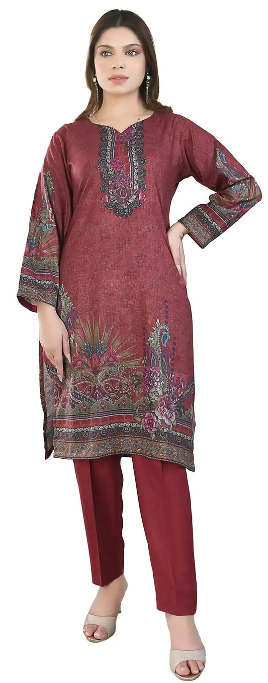 IshDeena Indian Kurta Set for Women - Dhanak Fabric, 2-Piece Printed Kurta Set, Casual & Festive, M-3XL, Office & Plus Size - IshDeena