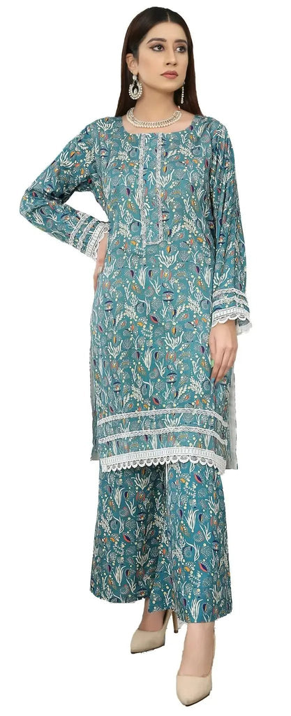 IshDeena Indian Kurta Set for Women - Linen Fabric 2-Piece, Casual & Festive, Printed Pakistani Style, M-3XL Plus Size - IshDeena