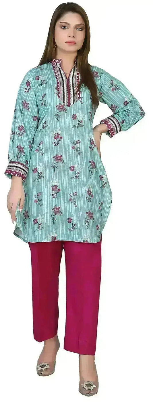 IshDeena Indian Kurta Set for Women: Khadi Fabric, Casual & Festive, 2-Piece Printed Kurta, Office Wear Plus Size M-3XL - IshDeena