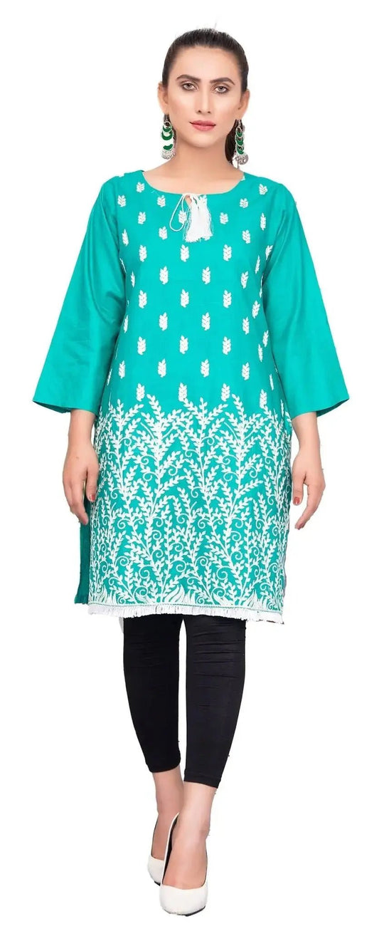 IshDeena Indian Kurtis for Women Indian Style Cotton Tunics Womens Tops Summer Embroidered - IshDeena