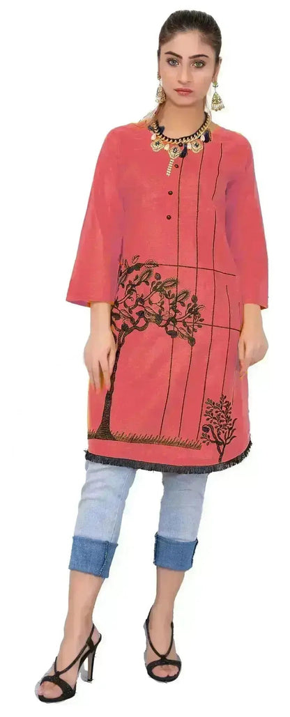 IshDeena Indian Kurtis for Women Indian Style Cotton Tunics Womens Tops Summer Embroidered - IshDeena