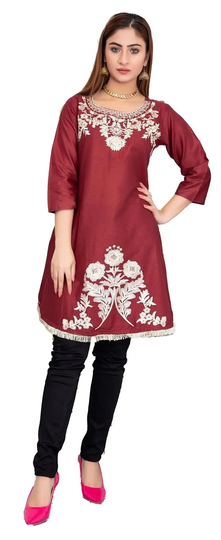 IshDeena Indian Kurtis for Women Indian Style Cotton Tunics Womens Tops Summer Embroidered - IshDeena