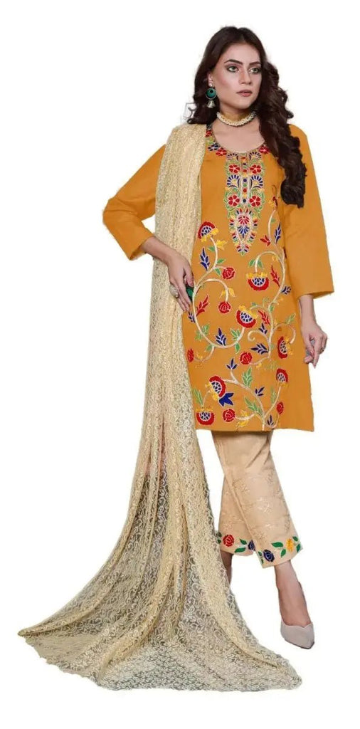 IshDeena Indian Pakistani Women Dresses Ready to Wear Salwar Kameez Cotton Aari Embroidery - IshDeena