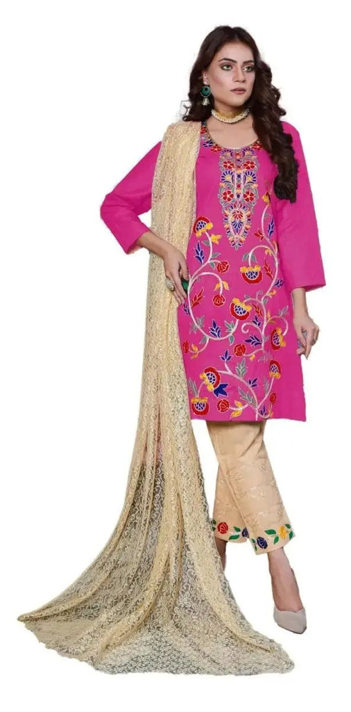 IshDeena Indian Pakistani Women Dresses Ready to Wear Salwar Kameez Cotton Aari Embroidery - IshDeena