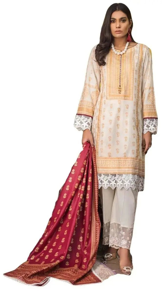 IshDeena Pakistani Dresses for Women Ready to Wear Salwar, Kameez & Dupatta Ladies Suit - Three Piece Printed ( Cream - RBP-vol1) - IshDeena