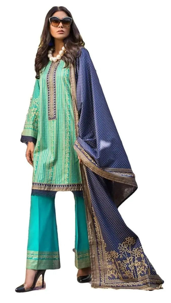 IshDeena Pakistani Dresses for Women Ready to Wear Salwar, Kameez & Dupatta Ladies Suit - Three Piece Printed ( Sky Blue - RBP-vol1) - IshDeena