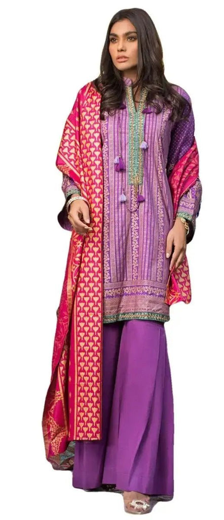 IshDeena Pakistani Dresses for Women Ready to Wear Salwar, Kameez & Dupatta Ladies Suit - Three Piece Printed ( Violet - RBP-vol1) - IshDeena