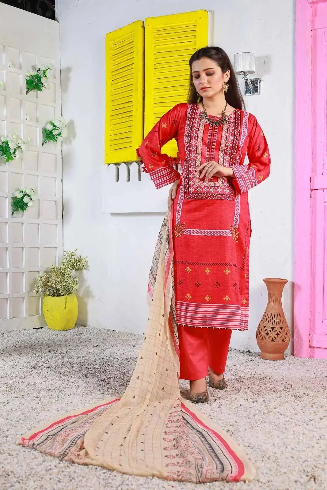 IshDeena Pakistani Lawn Salwar Kameez Indian Dresses for Women Ready to Wear Embroidered - IshDeena