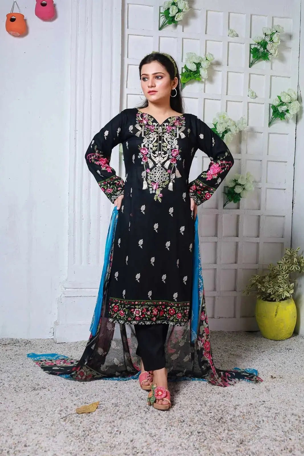 IshDeena Pakistani Lawn Salwar Kameez Indian Dresses for Women Ready to Wear Embroidered - IshDeena