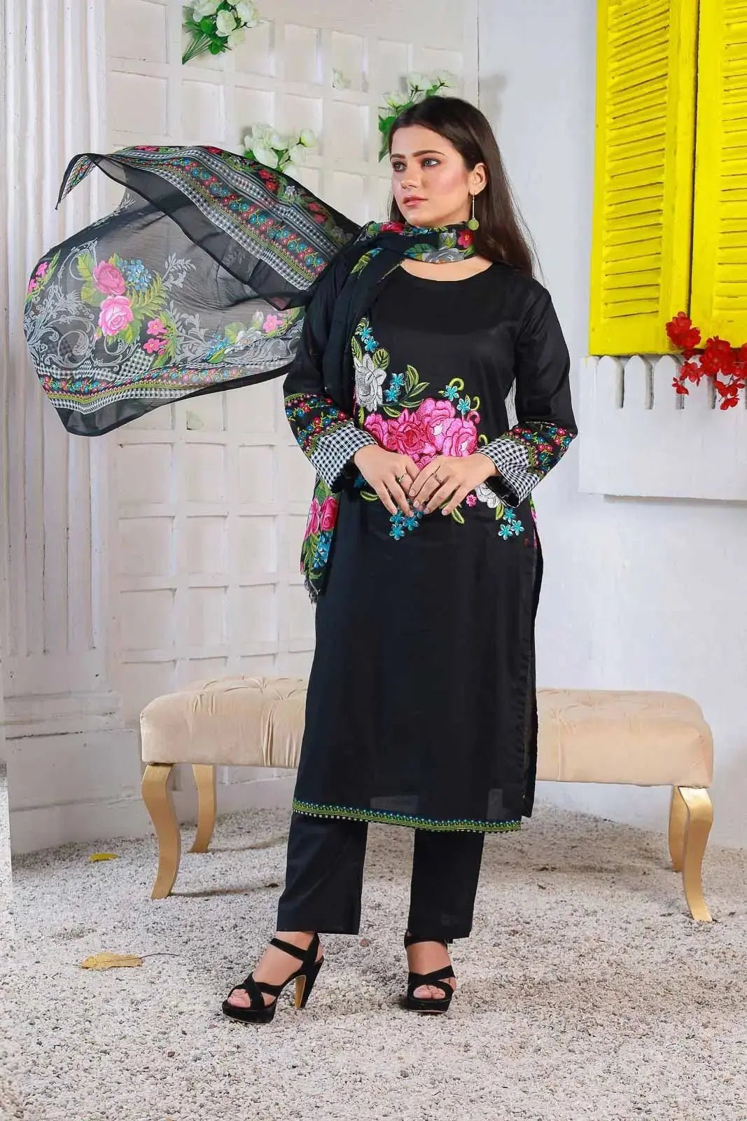 IshDeena Pakistani Lawn Salwar Kameez Indian Dresses for Women Ready to Wear Embroidered - IshDeena