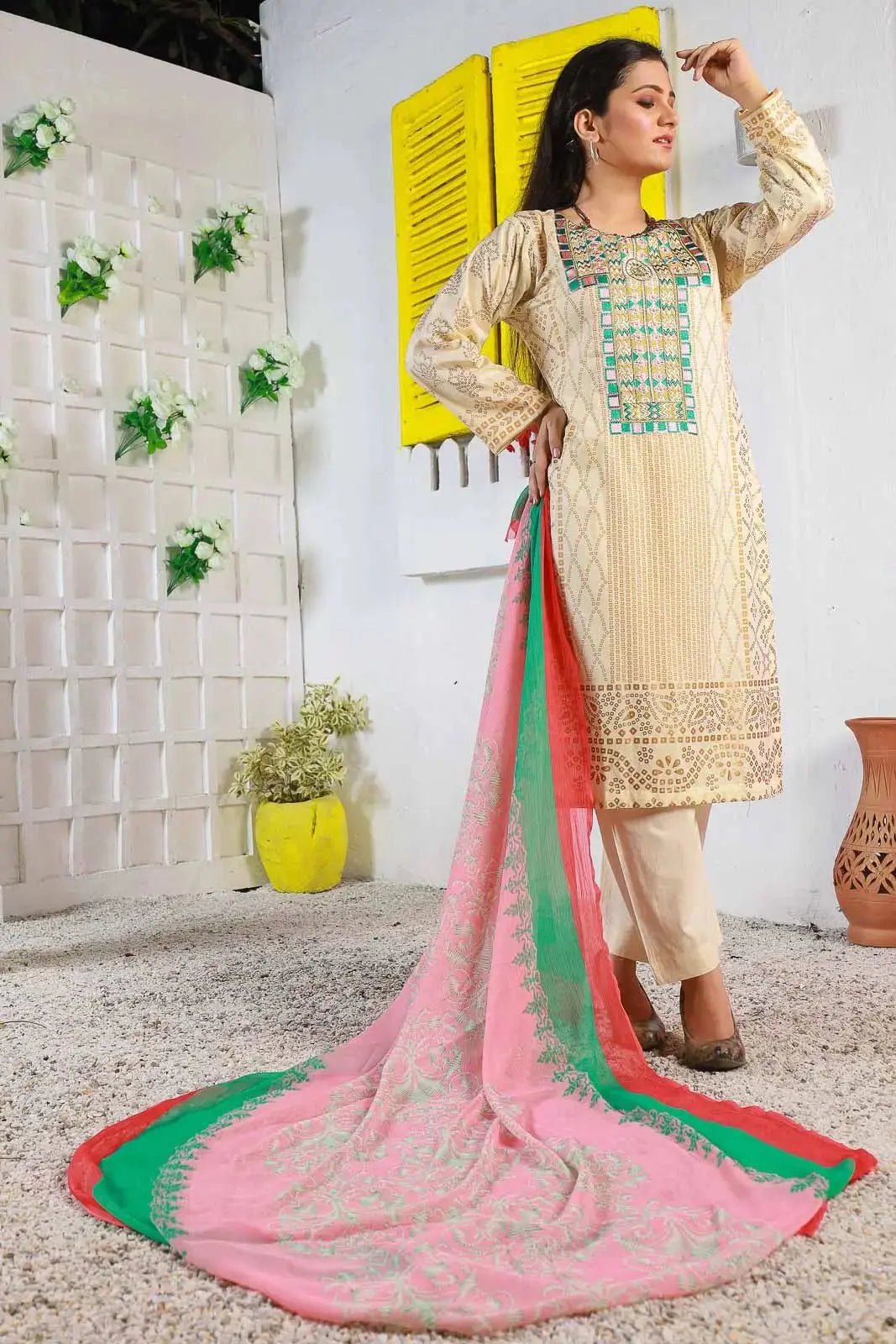 IshDeena Pakistani Lawn Salwar Kameez Indian Dresses for Women Ready to Wear Embroidered - IshDeena