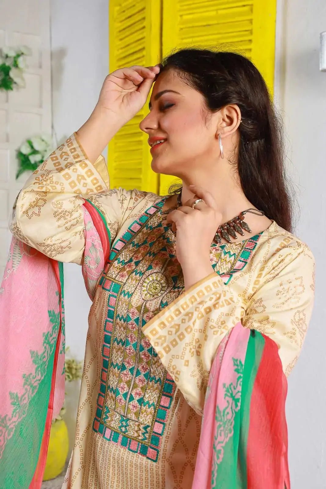 IshDeena Pakistani Lawn Salwar Kameez Indian Dresses for Women Ready to Wear Embroidered - IshDeena