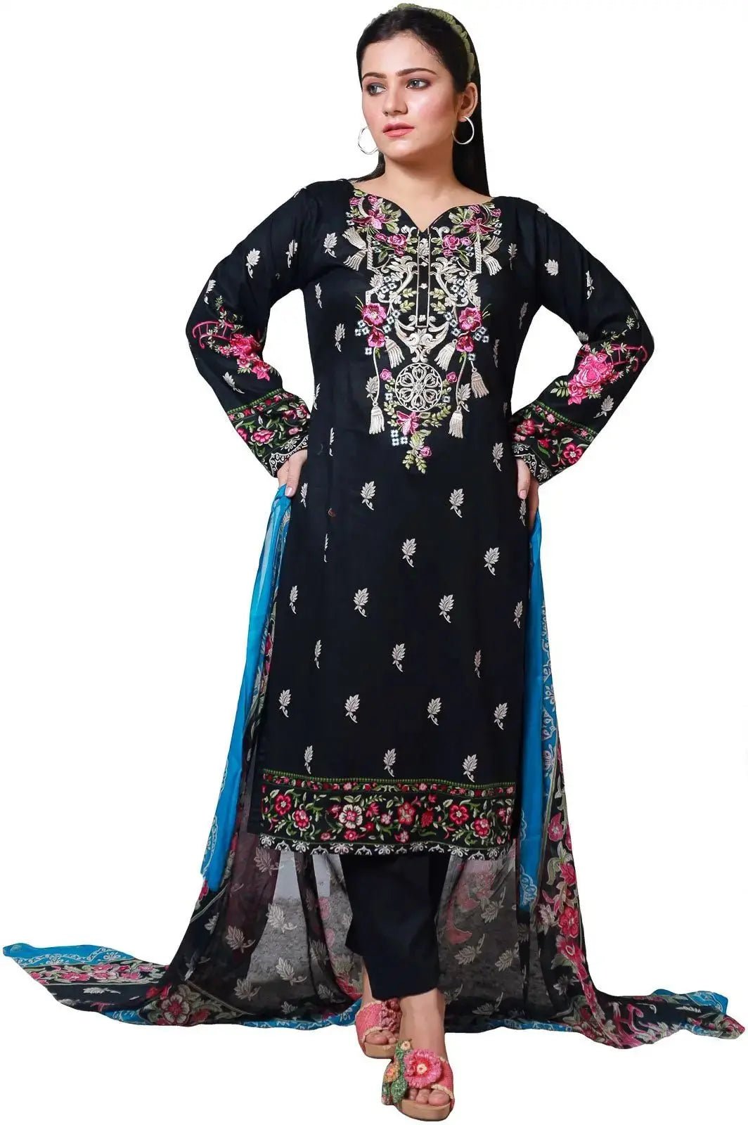 IshDeena Pakistani Lawn Salwar Kameez Indian Dresses for Women Ready to Wear Embroidered - IshDeena