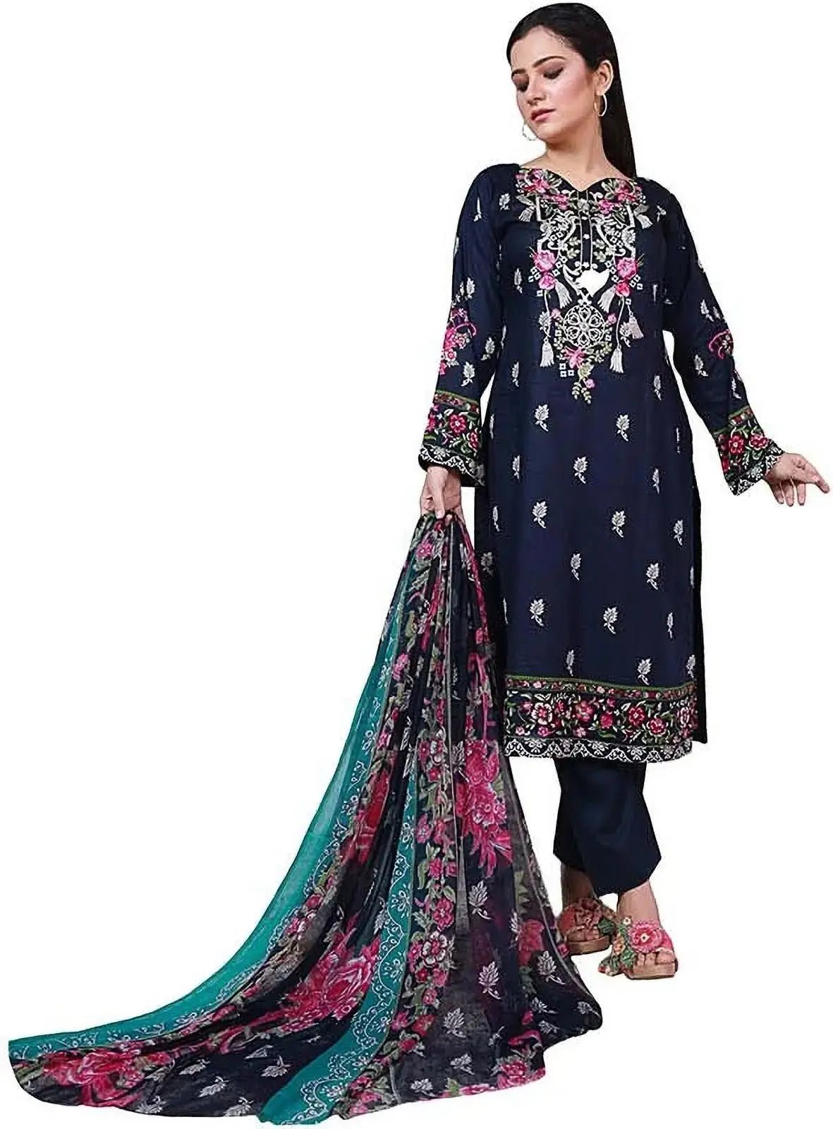 IshDeena Pakistani Lawn Salwar Kameez Indian Dresses for Women Ready to Wear Embroidered - IshDeena