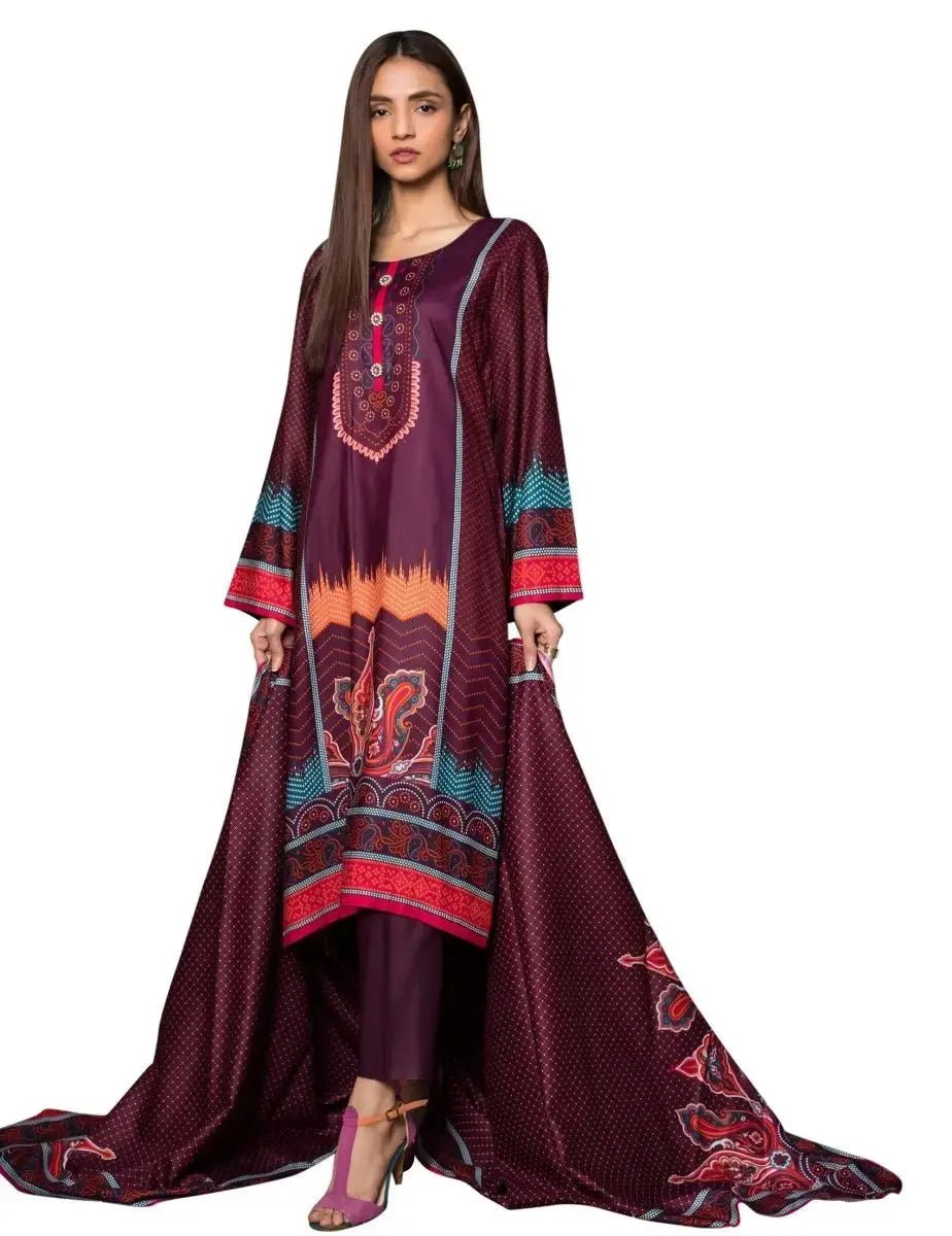 IshDeena Printed Pakistani Dresses for Women Unstitched -Three Piece Linen Suit - IshDeena