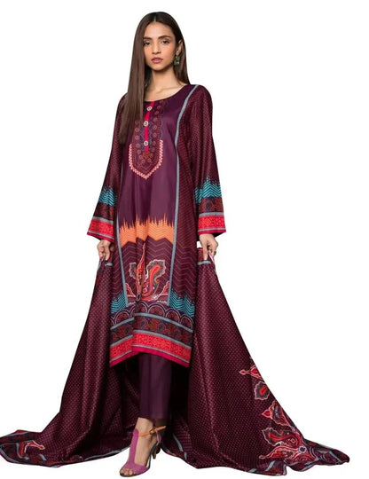 IshDeena Printed Pakistani Dresses for Women Unstitched -Three Piece Linen Suit - IshDeena